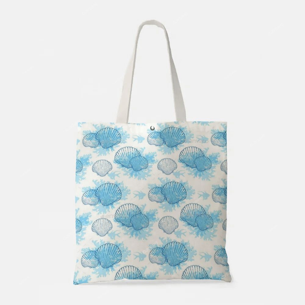 Blue Shell Printed Tote Bag