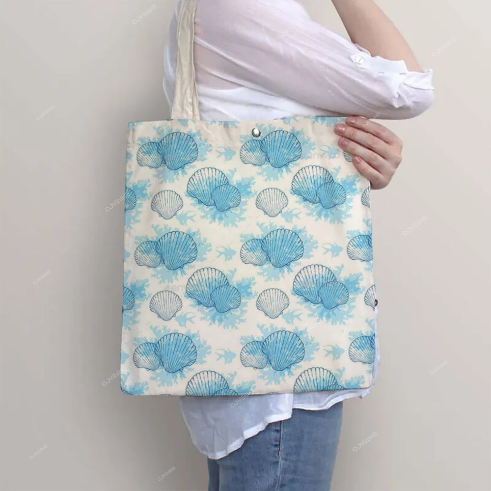 Blue Shell Printed Tote Bag