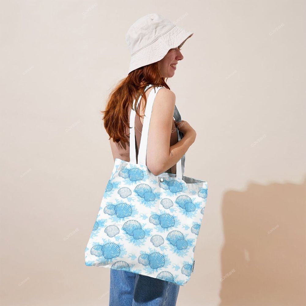 Blue Shell Printed Tote Bag