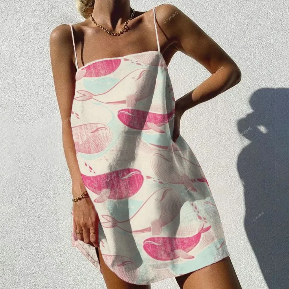 Women's Casual Pink Dolphin Printed Pants