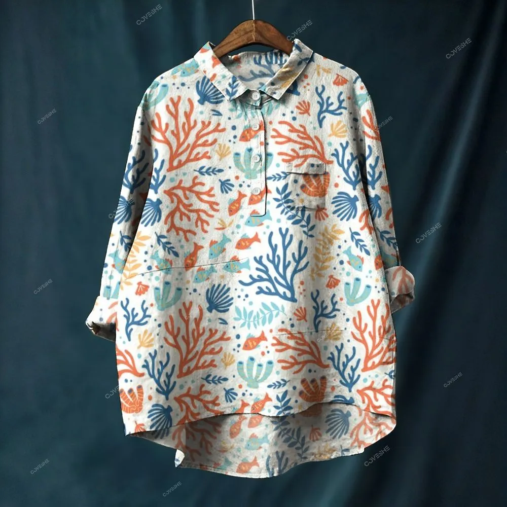Women's Coral Fish Printed Flowy Dress