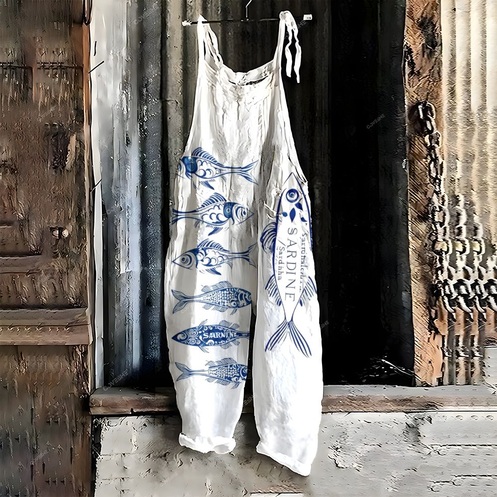 Women's Casual Sardines Printed Jumpsuit