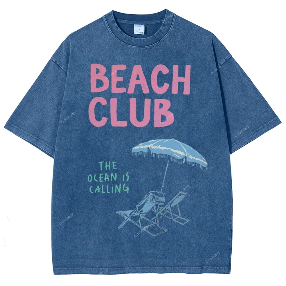Unisex Beach Club Printed Washed Tee