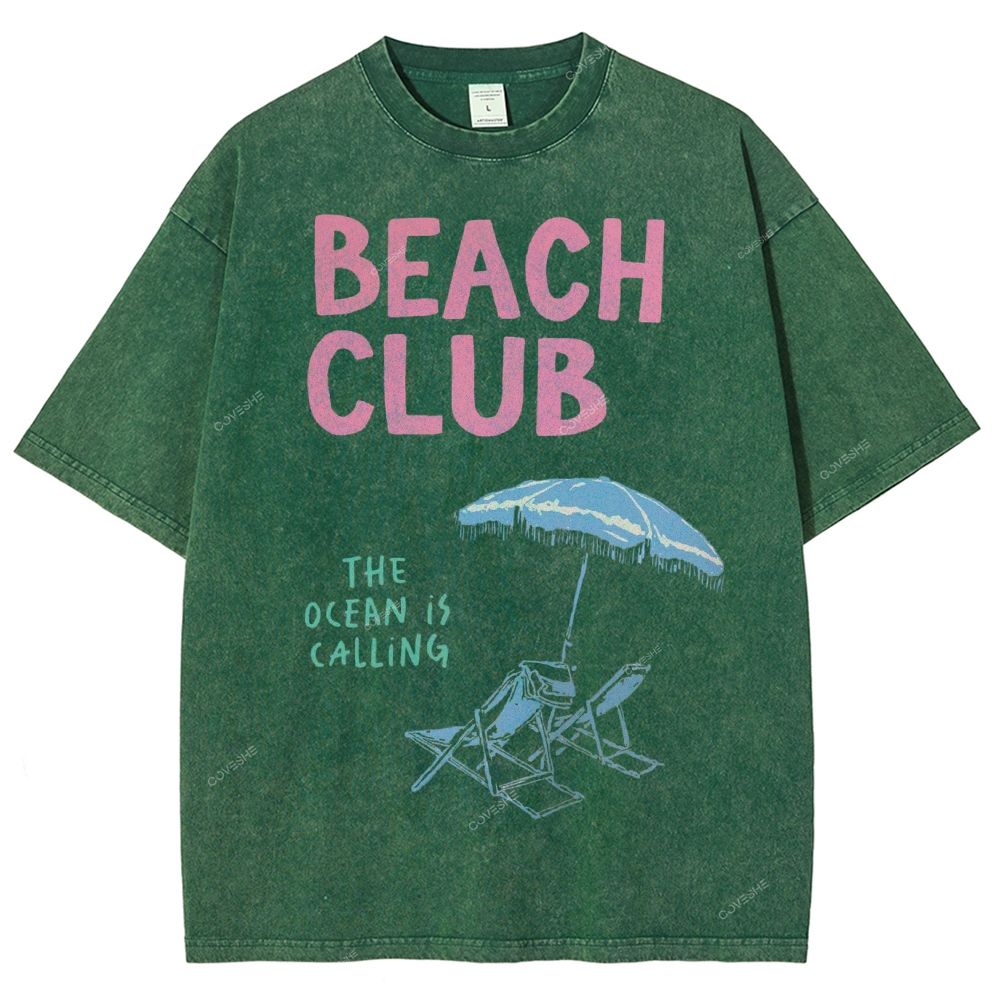 Unisex Beach Club Printed Washed Tee