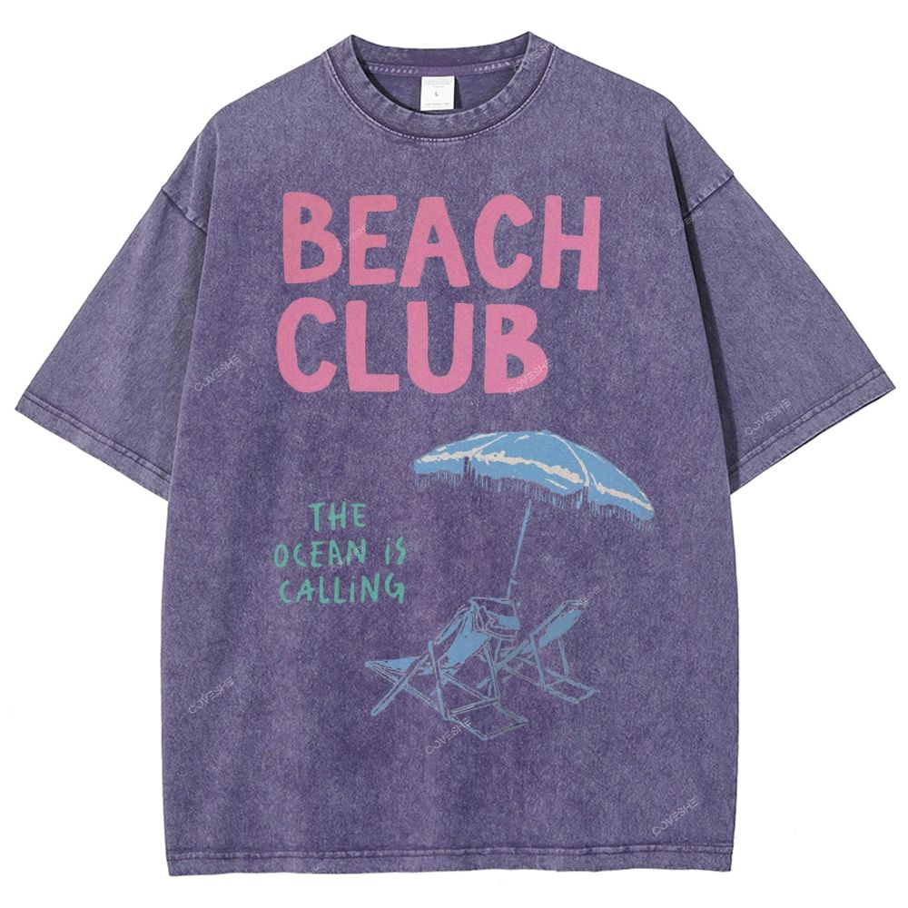Unisex Beach Club Printed Washed Tee