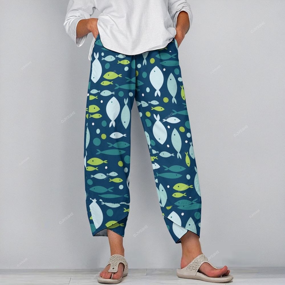 Women's Casual Colorful Fish Printed Pants