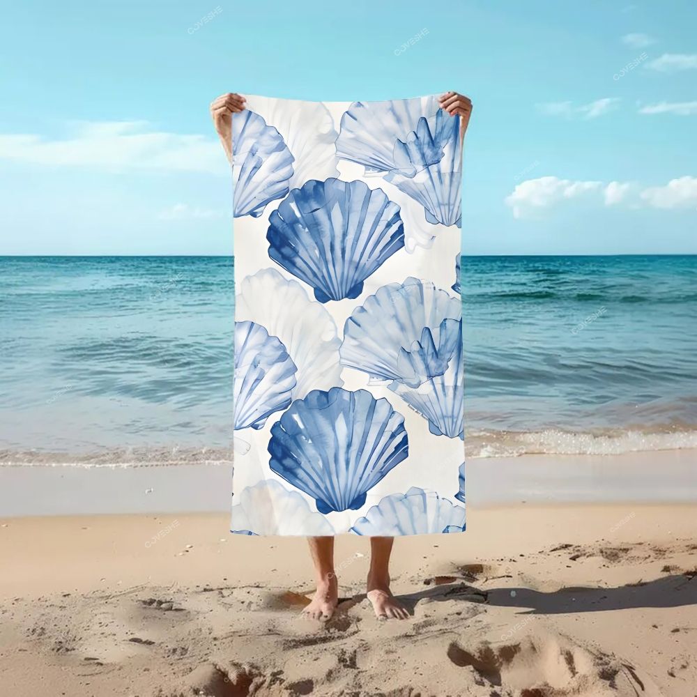 Blue Shell Casual Printed Beach Towel