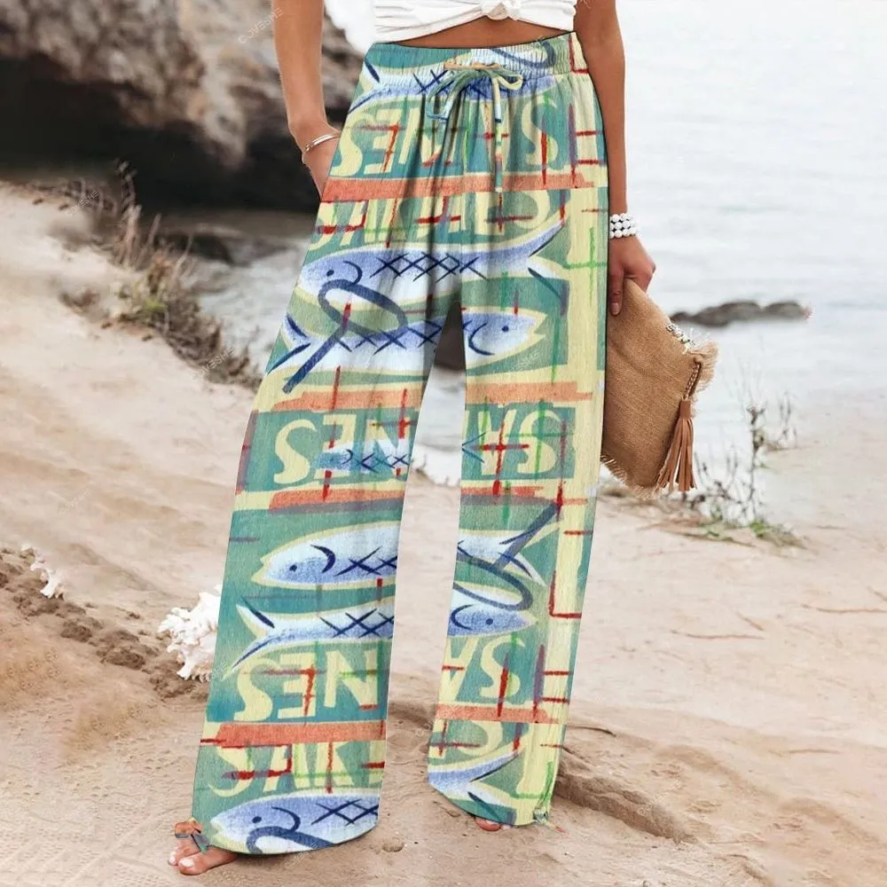 Women's Casual Sardines Printed Pants