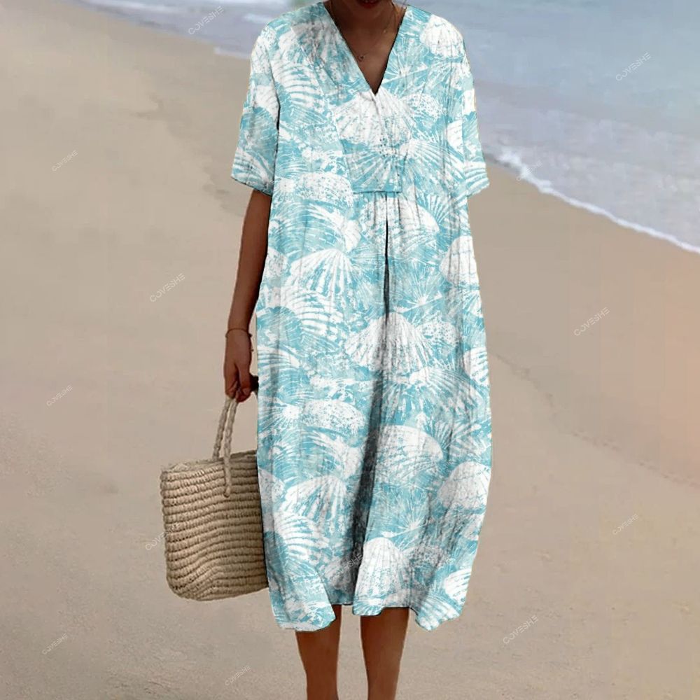 Women's Art Shell Printed Flowy Dress