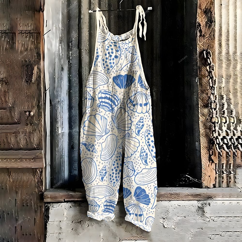 Women's Casual Shell Conch Printed Jumpsuit