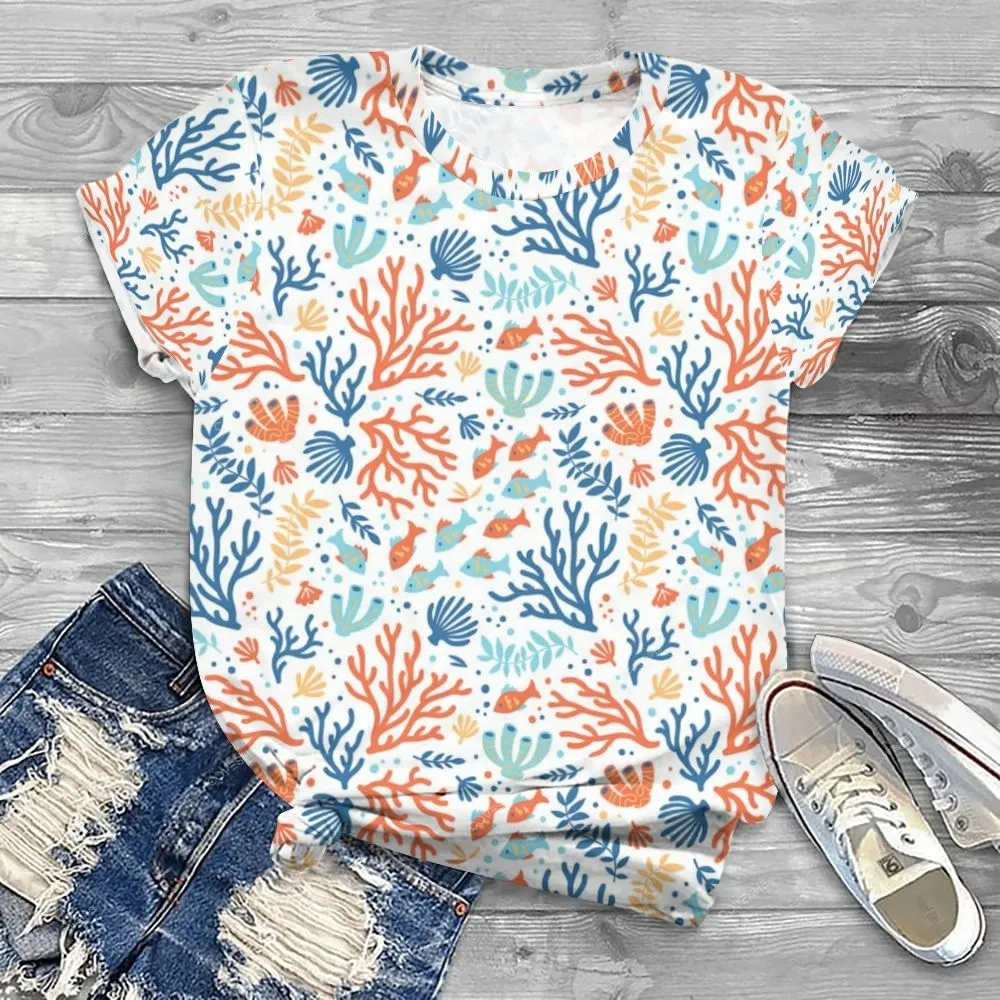 Women's Coral Fish Printed Flowy Dress