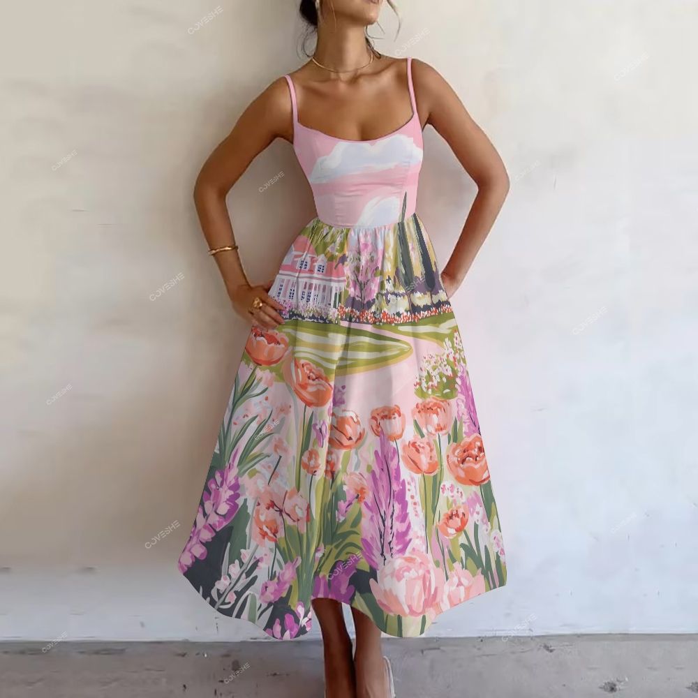 Women's Flowers Printed Slip Dress