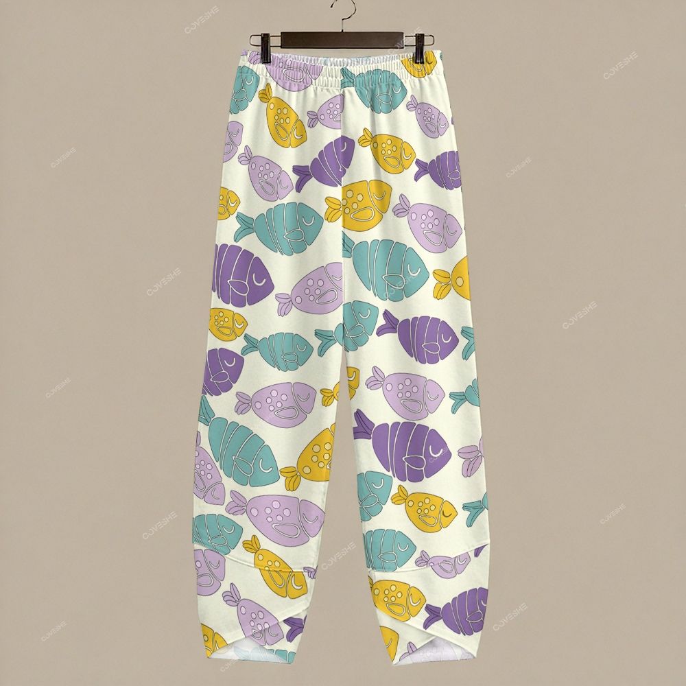 Women's Casual Cartoon Colored Fish Printed Pants
