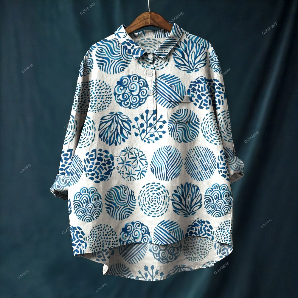 Women's Marine Pattern Printed Casual Long Sleeve Shirt