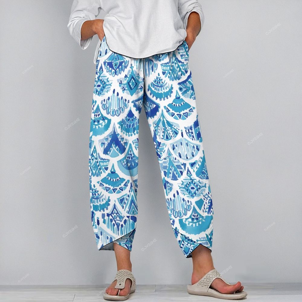 Women's Casual Geometric Fan Printed Pants