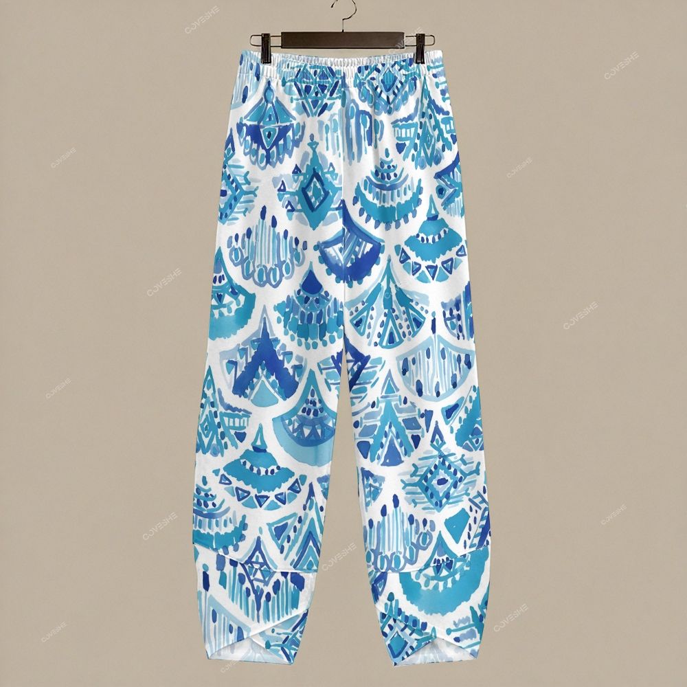 Women's Casual Geometric Fan Printed Pants