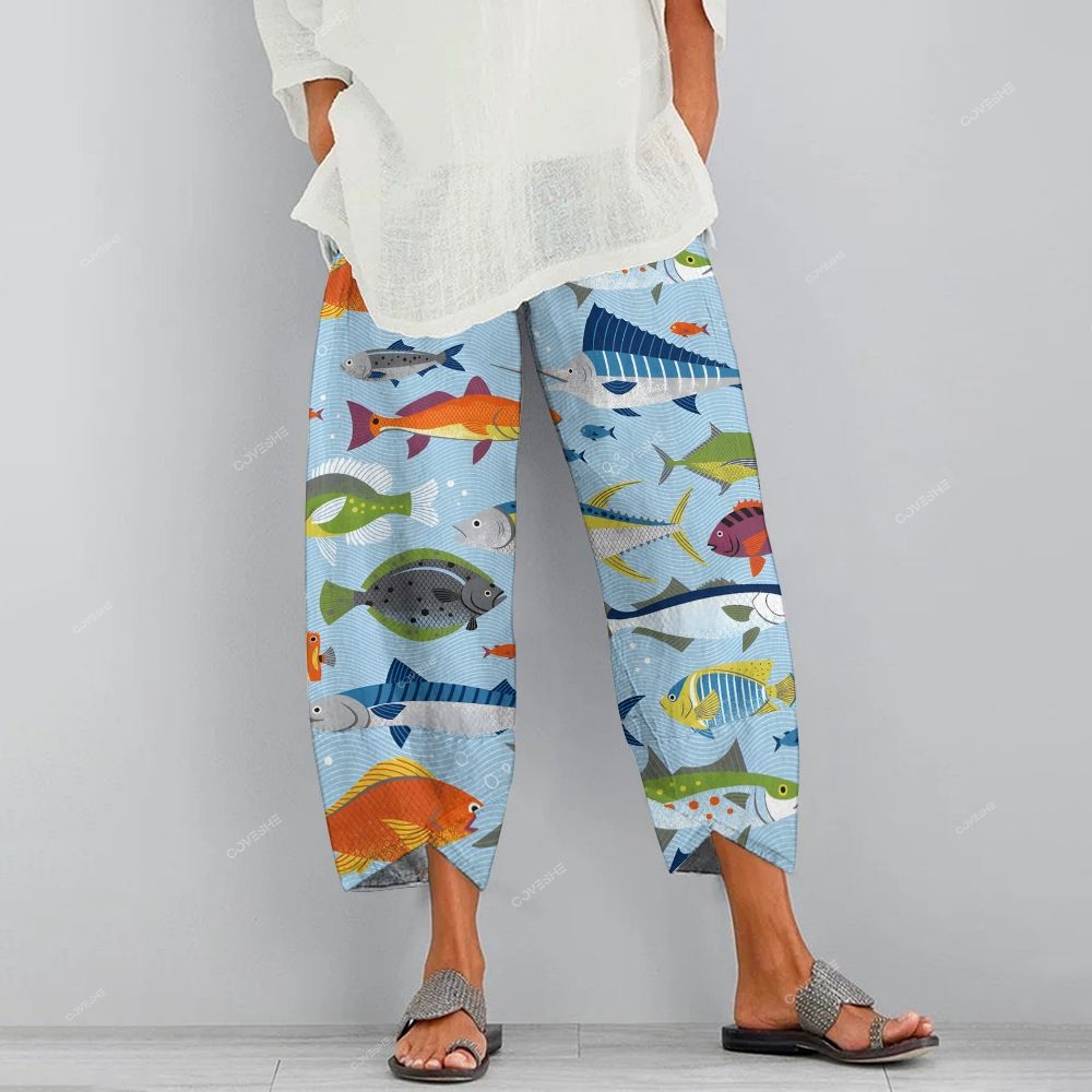 Women's Casual Colorful Fish Printed Pants