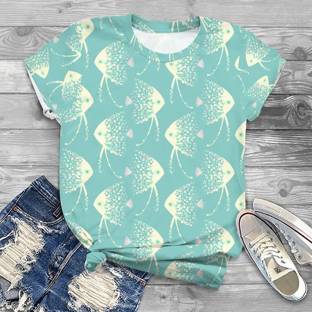 Women's Wide Leg Casual Cartoon Fish Printed Pants