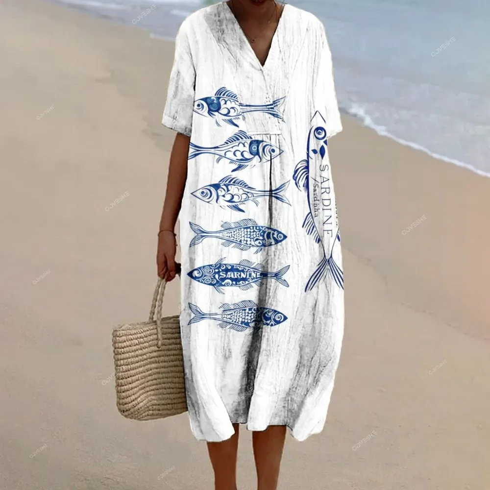 Women's Casual Sardines Printed Jumpsuit