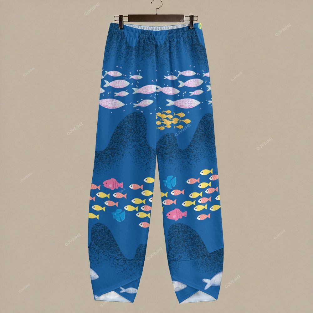 Women's Casual Colorful Cartoon Fish Printed Pants