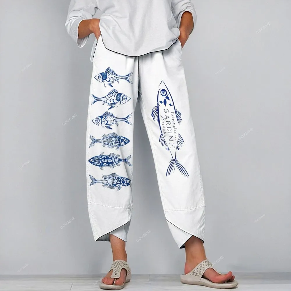 Women's Casual Sardines Printed Jumpsuit