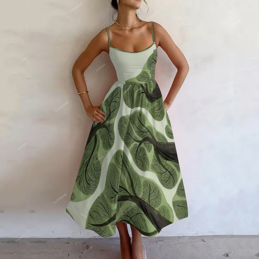Women's Wood Printed Slip Dress