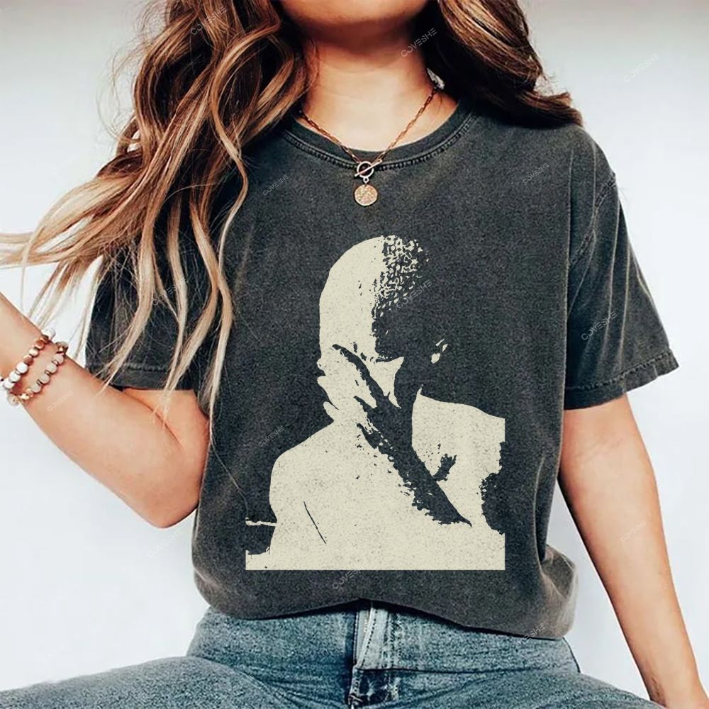 Unisex Portrait Printed Washed Tee
