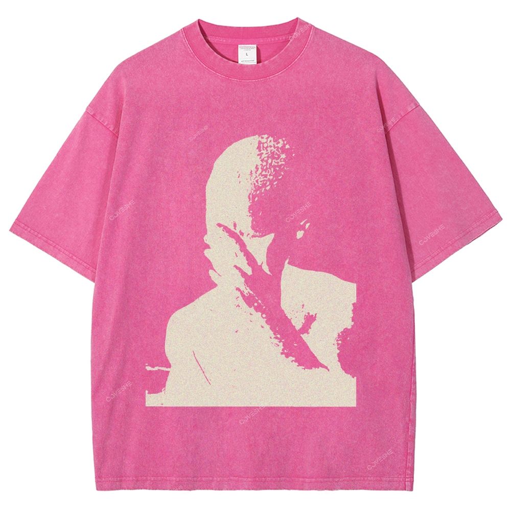 Unisex Portrait Printed Washed Tee