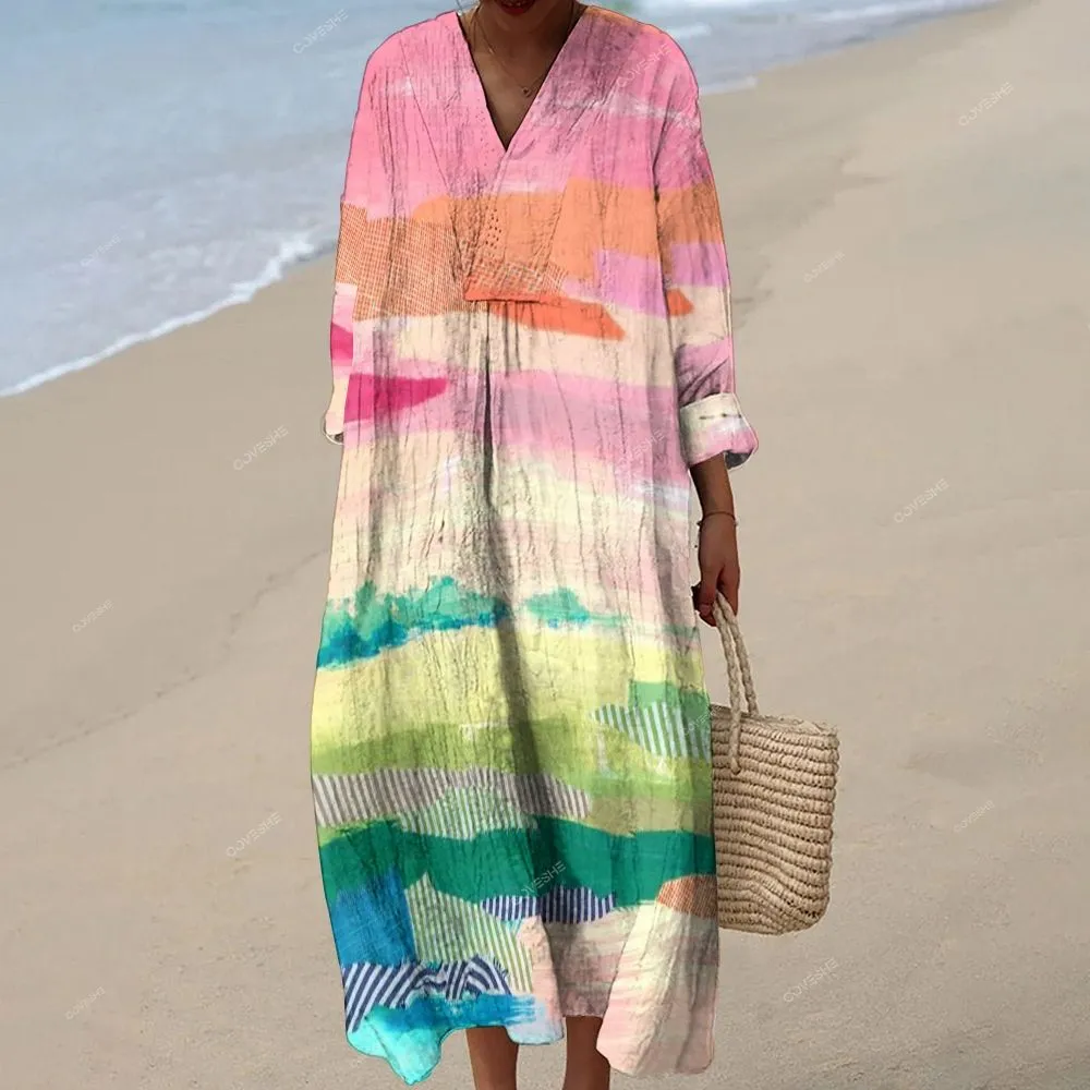 Women's Sleeveless Color Gradient Printed Dress