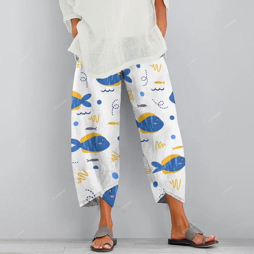 Women's Casual Cartoon Fish Printed Pants