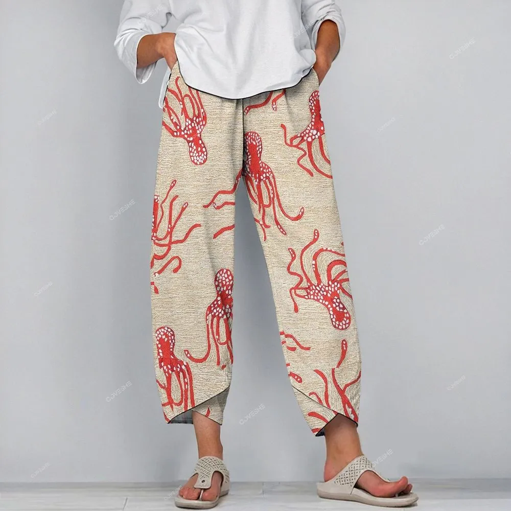 Women's Vintage Abstract Octopus Art Print Dress