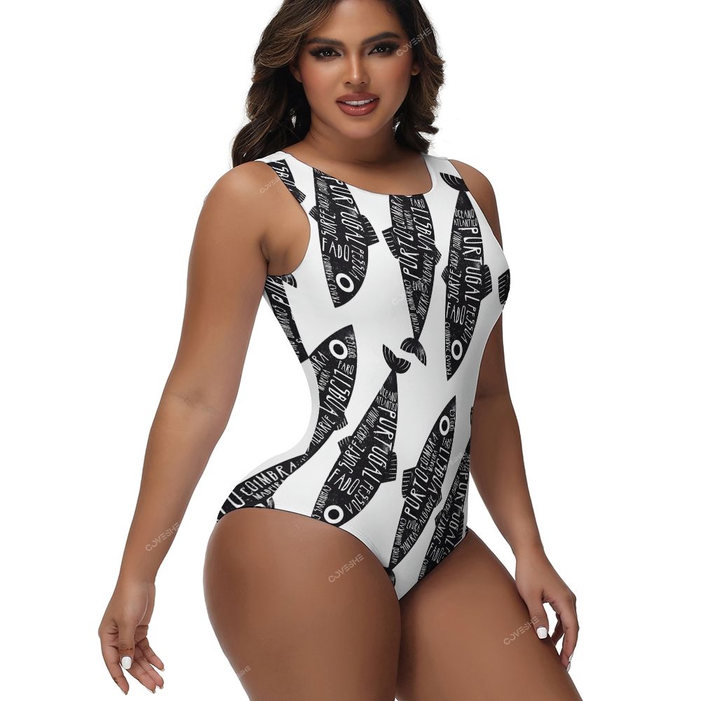 Black Fish One-Piece Swimsuit