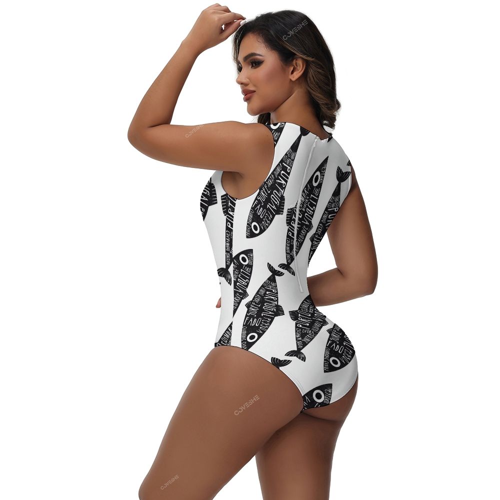 Black Fish One-Piece Swimsuit