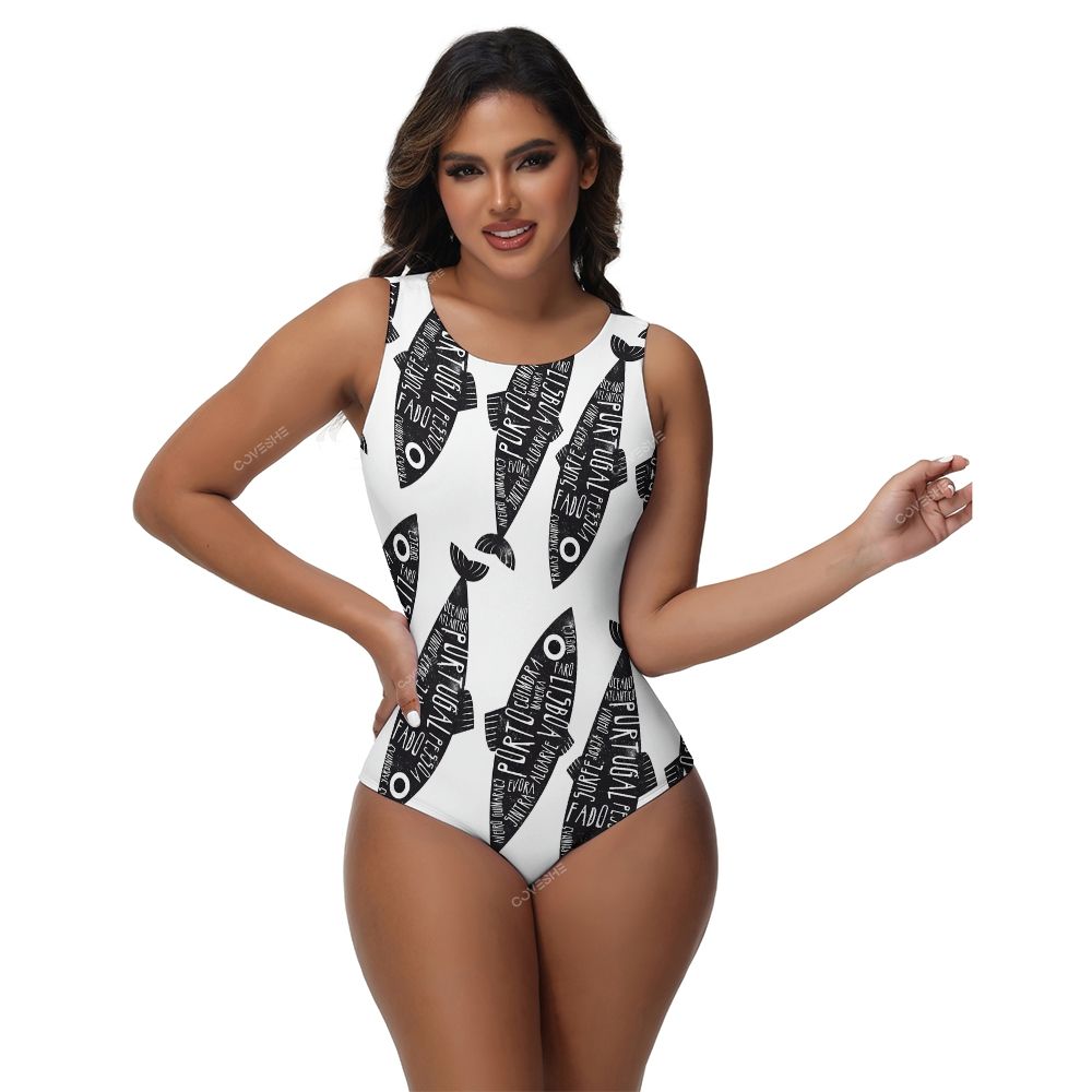 Black Fish One-Piece Swimsuit