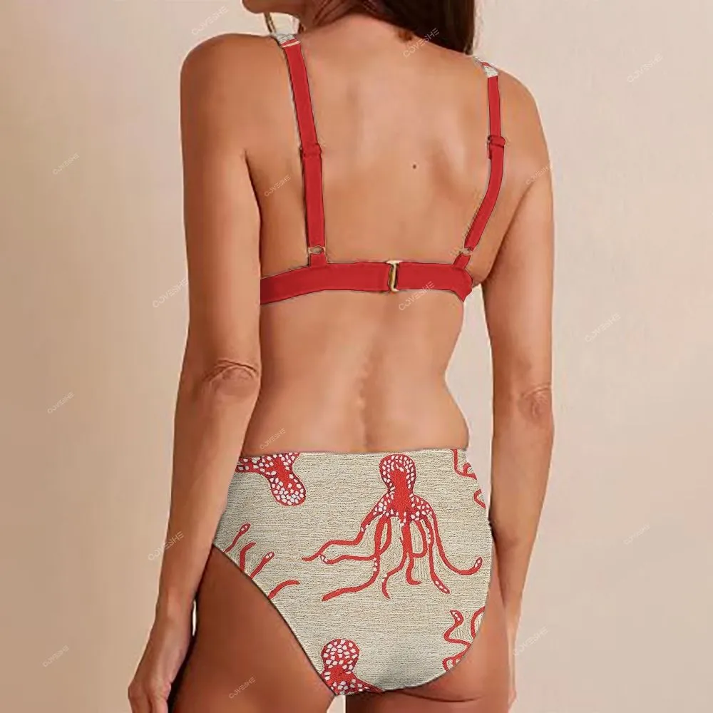 Octopus Printed One-Piece Swimsuit and cover up