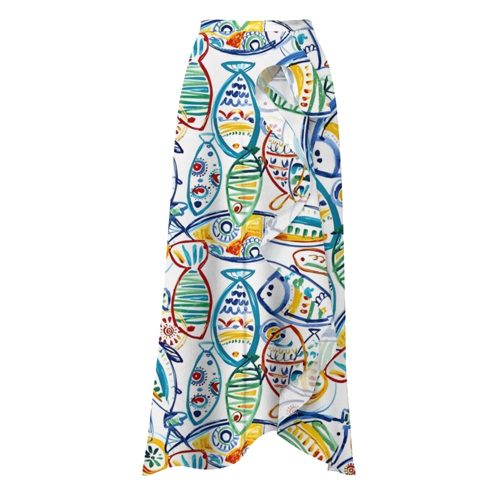 Women's Artistic Colorful Geometric Fish Printed Nylon Polyester Swimsuit