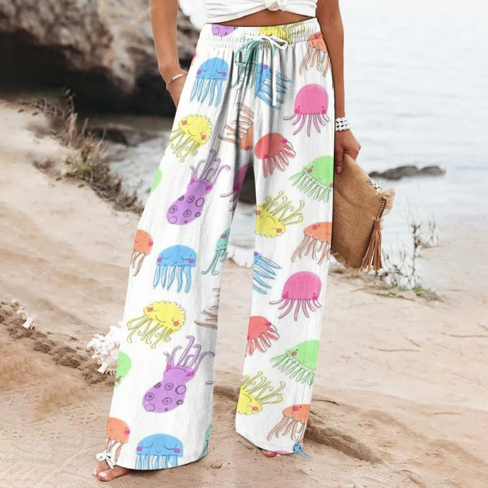 Women's Colorful Cartoon Jellyfish Printed Flowy Dress