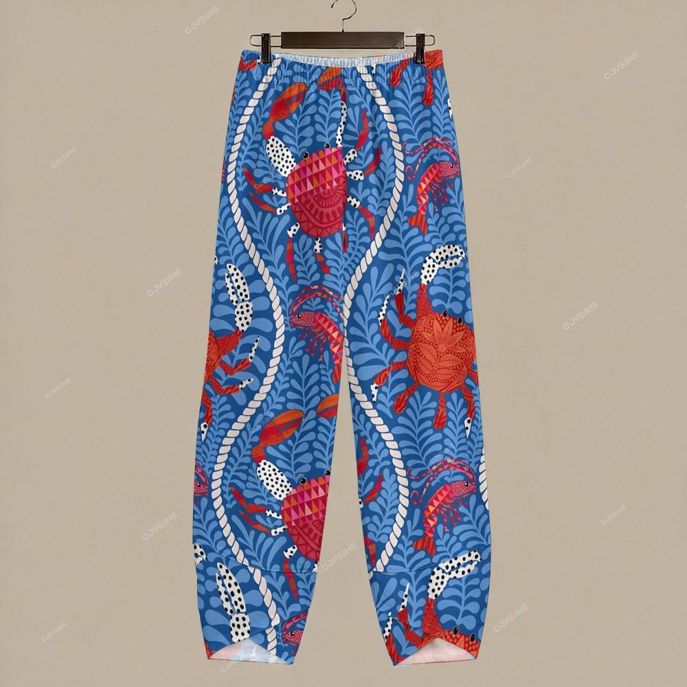 Women's Casual Retro Crab Printed Pants