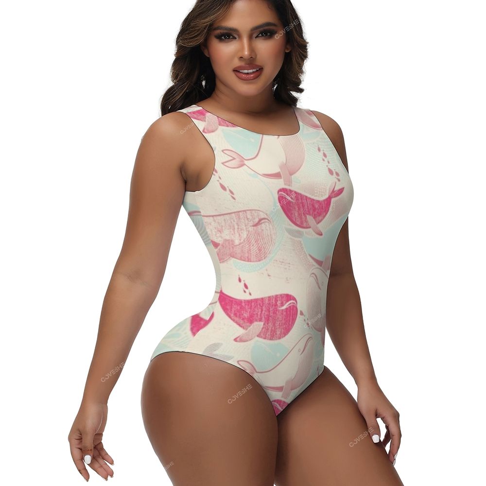 Pink Dolphin Printed One-Piece Swimsuit
