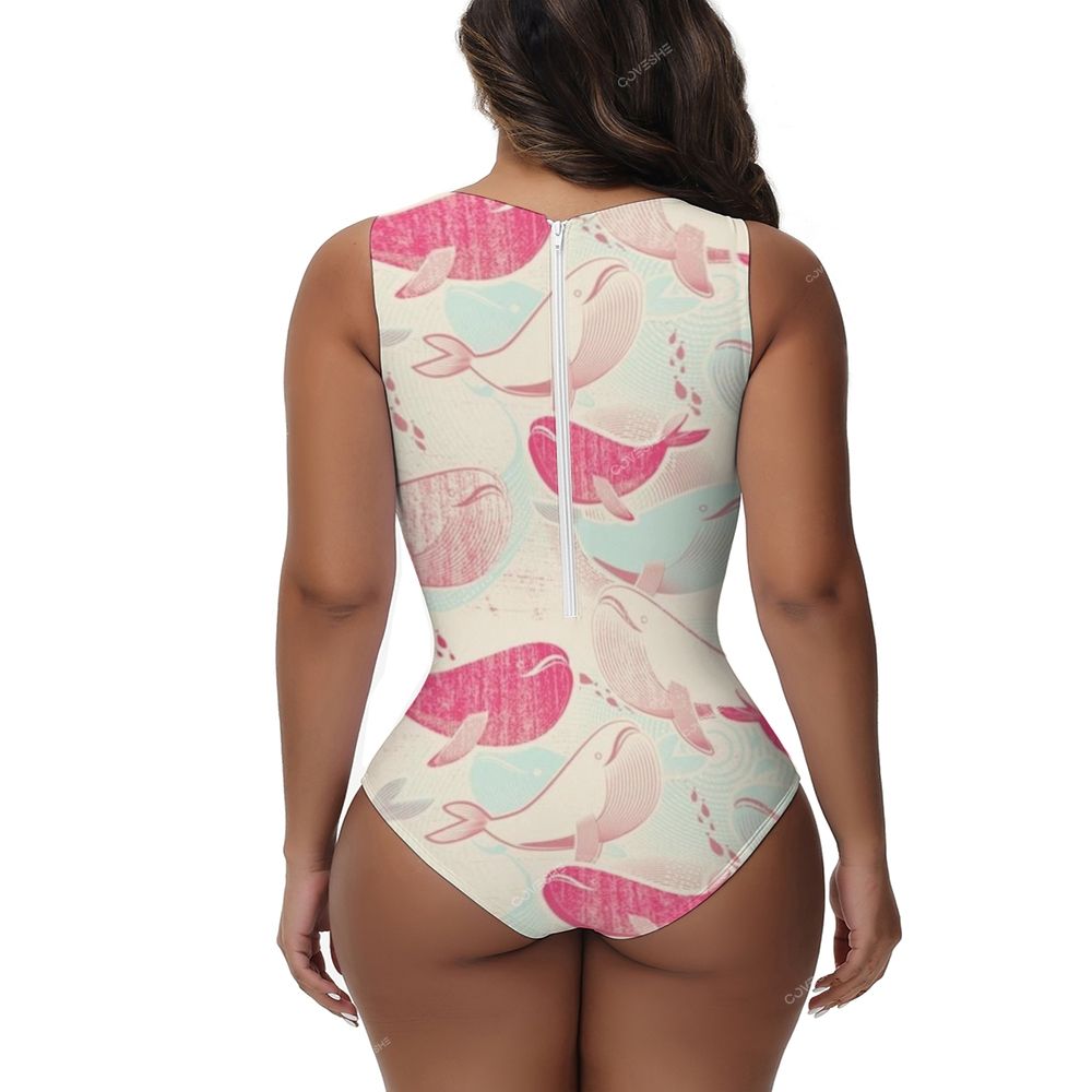 Pink Dolphin Printed One-Piece Swimsuit