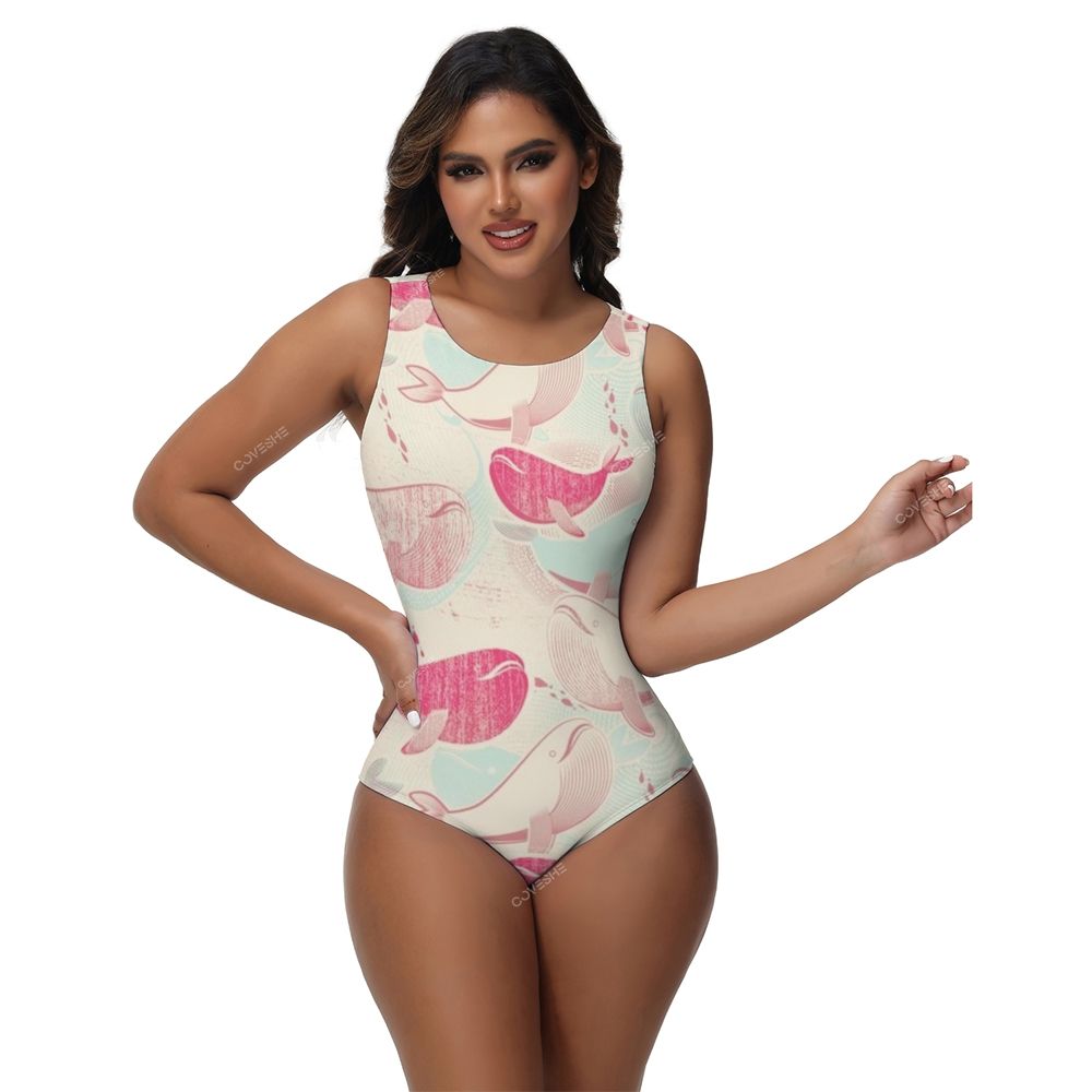 Pink Dolphin Printed One-Piece Swimsuit