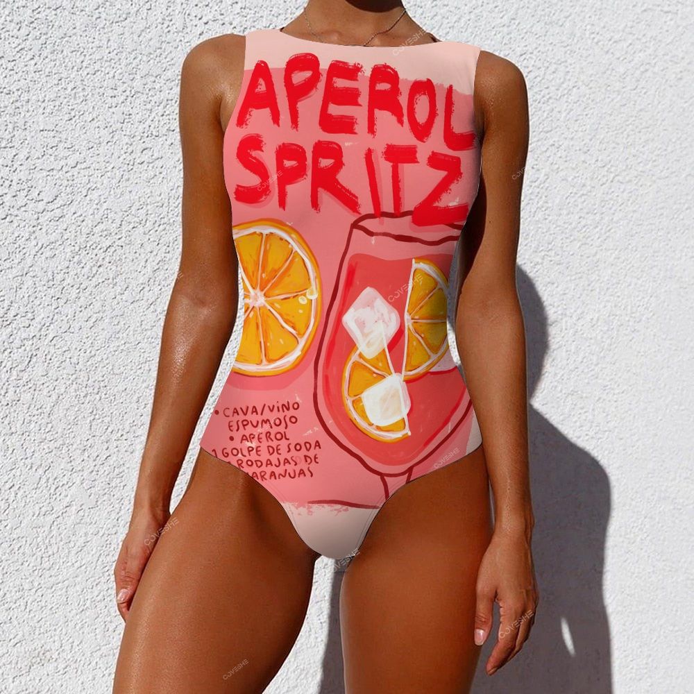 Aperol Spritz Printed One-Piece Swimsuit