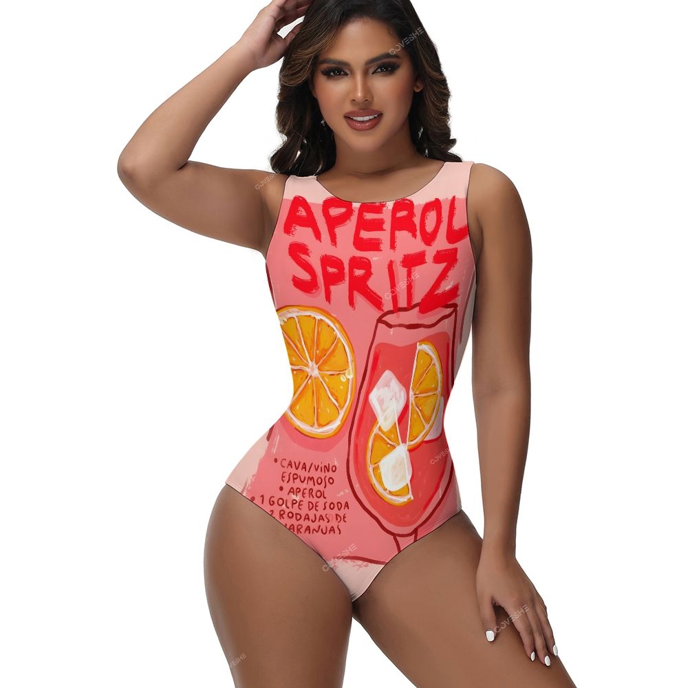 Aperol Spritz Printed One-Piece Swimsuit