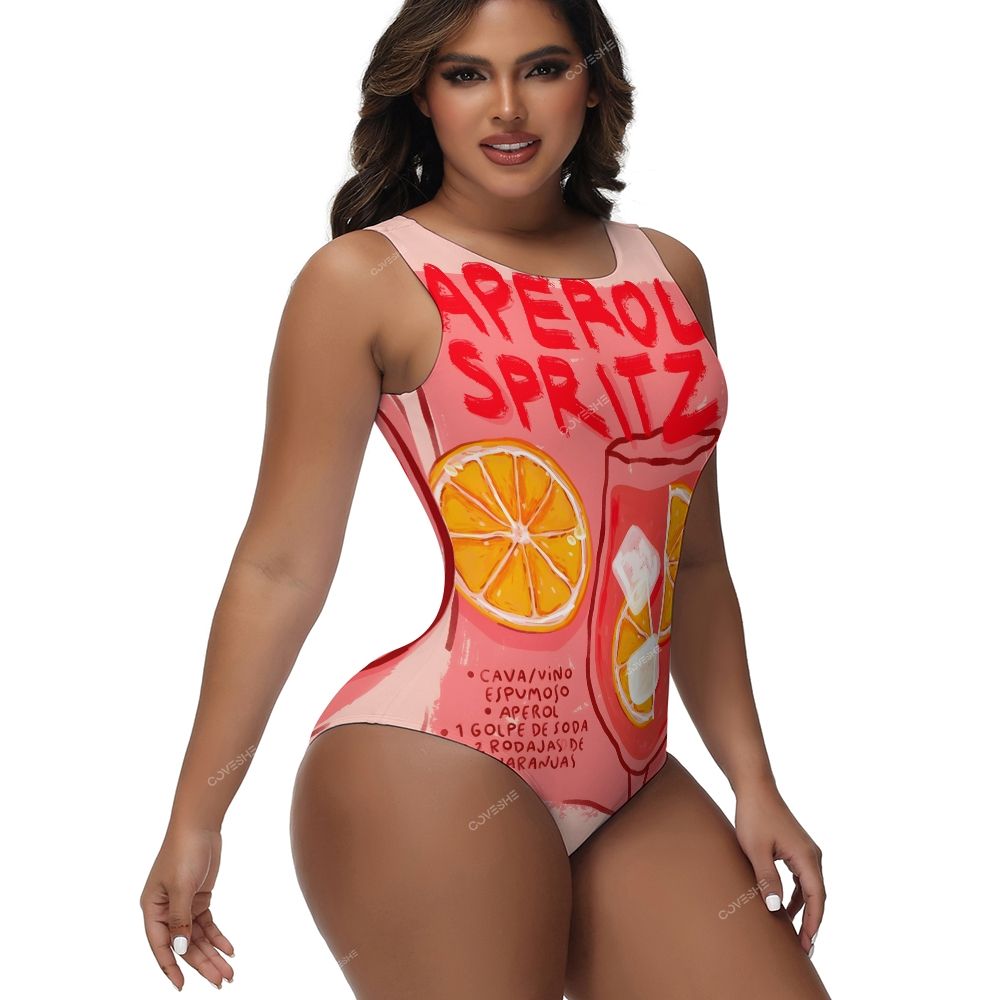Aperol Spritz Printed One-Piece Swimsuit