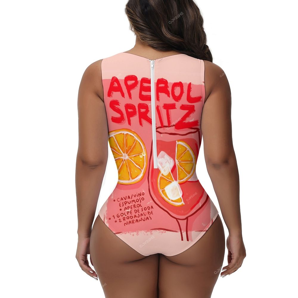 Aperol Spritz Printed One-Piece Swimsuit