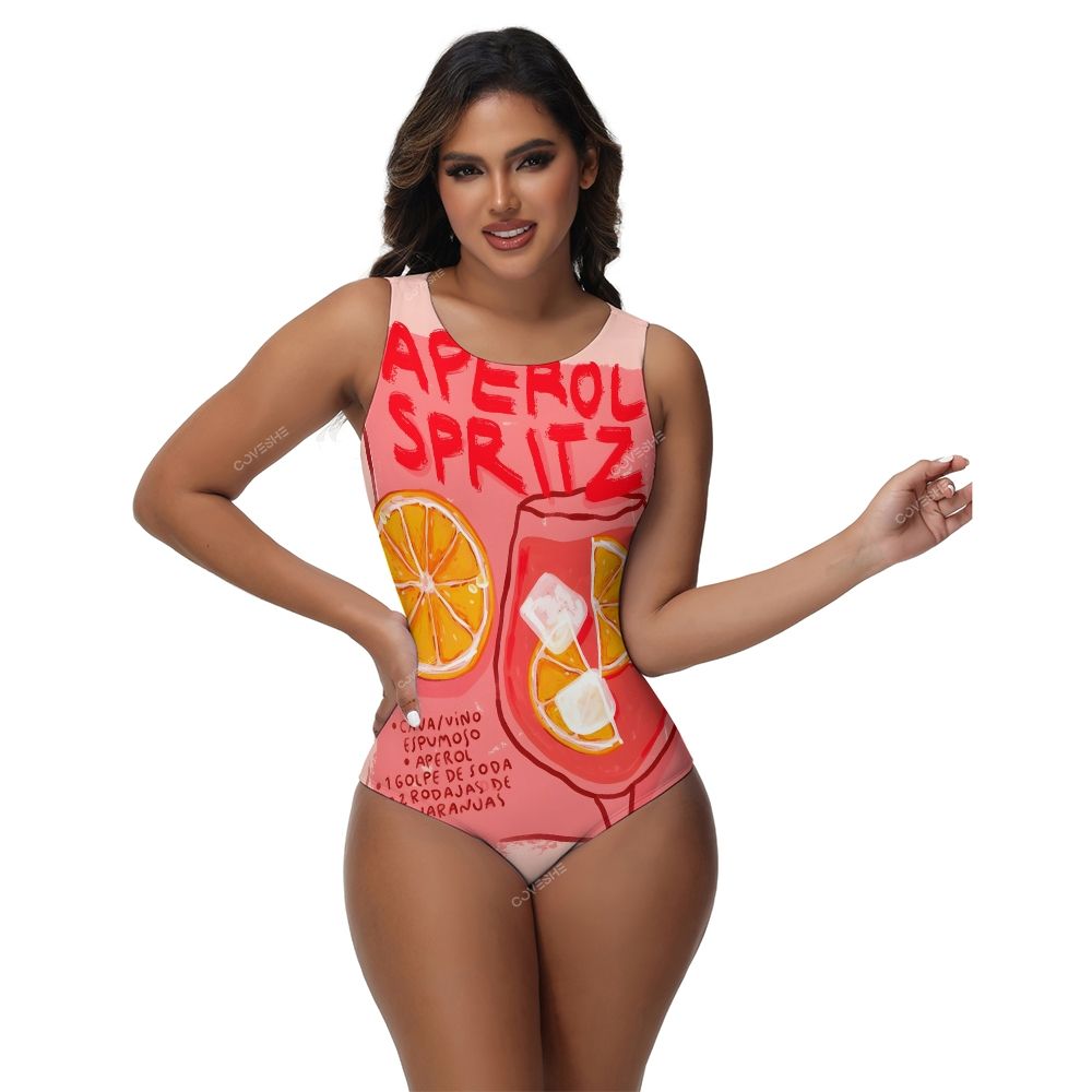Aperol Spritz Printed One-Piece Swimsuit