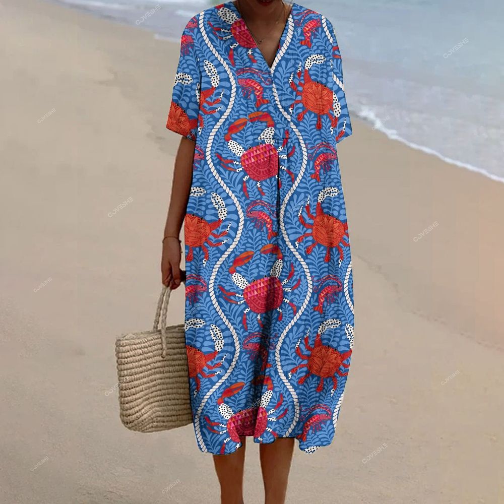 Women's Casual Retro Crab Printed Pants