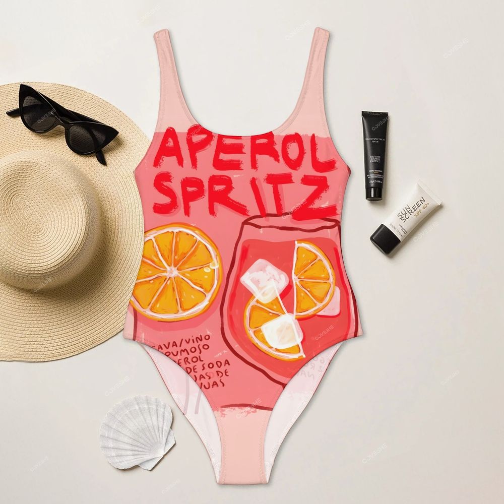 Aperol Spritz Printed One-Piece Swimsuit
