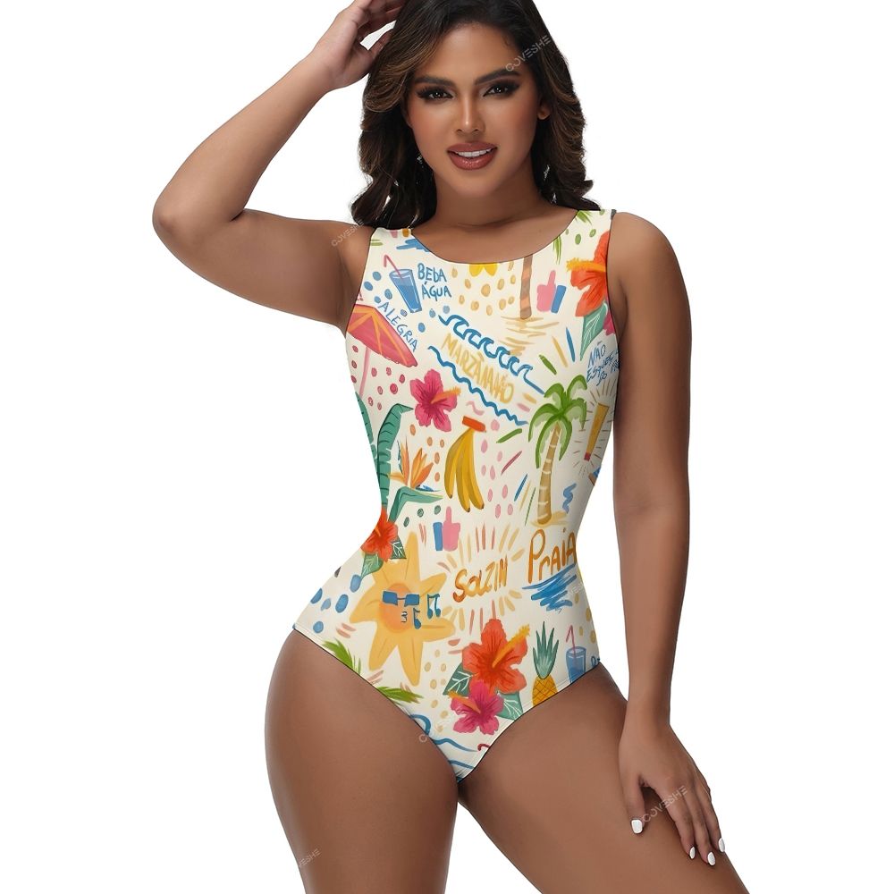 Colorful Beach Graffiti One-Piece Swimsuit