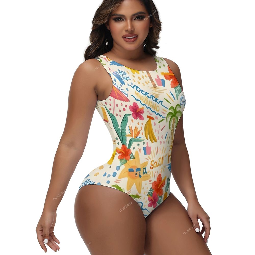 Colorful Beach Graffiti One-Piece Swimsuit